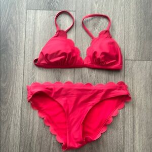 Burgundy Scalloped Bikini Set S / M